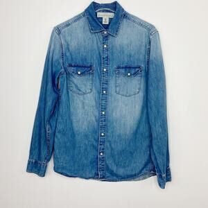 L.O.G.G. H&M Button Down Chambray Blouse Sz S